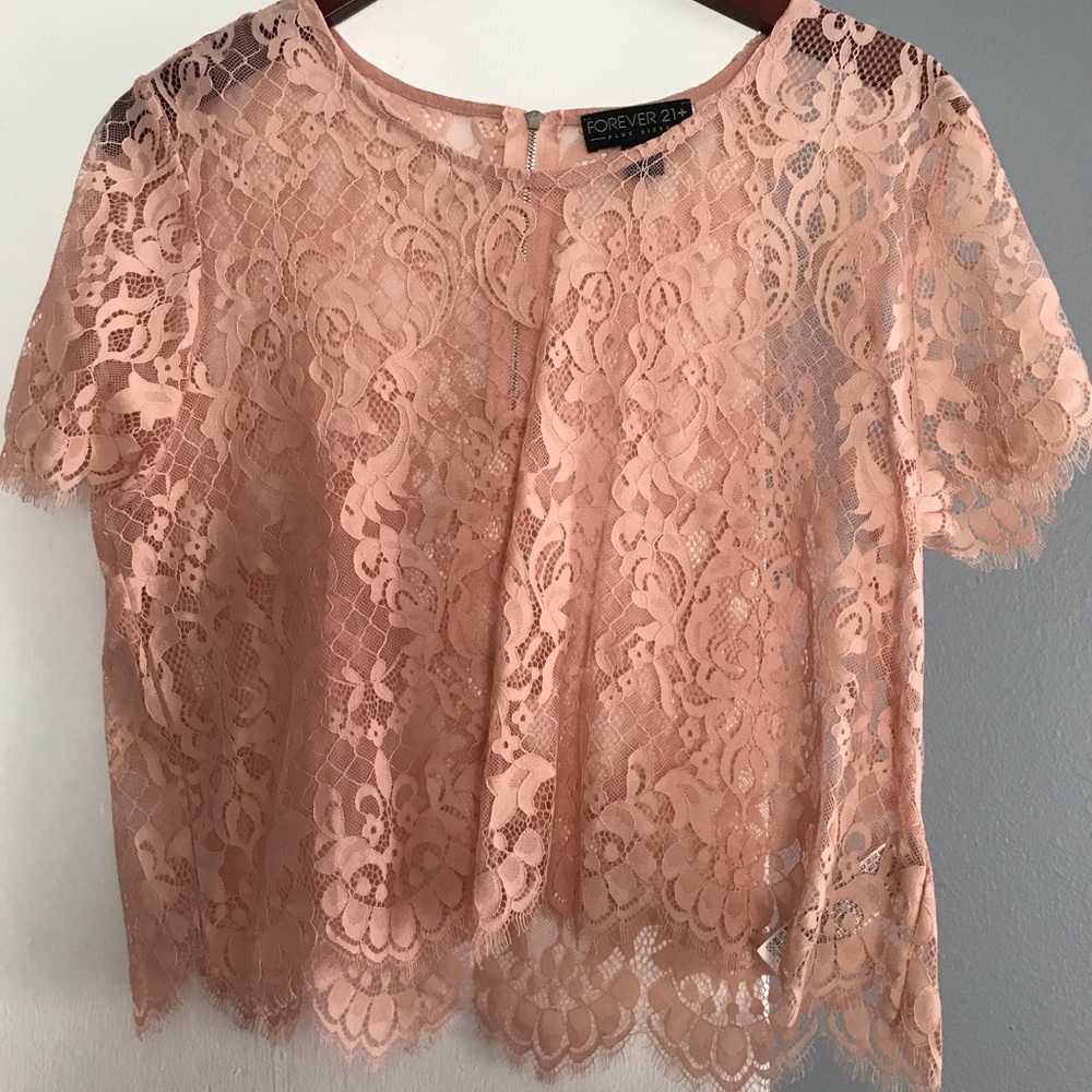 Pink Forever 21 Lace Blouse